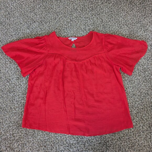 Red Flowy Nanette Lepore Summer Flutter Sleeve Top - Picture 2 of 4